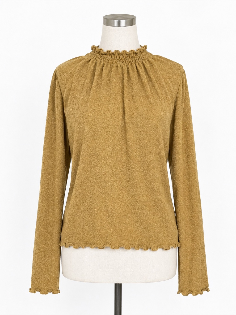 Madewell Textured Smocked Mustard Brown Top